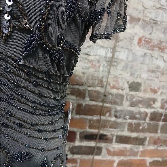 Pisarro Nights Illusion Beaded Mother of Bride Dress Women 8P Gray Wedding Party - Picture 7 of 13